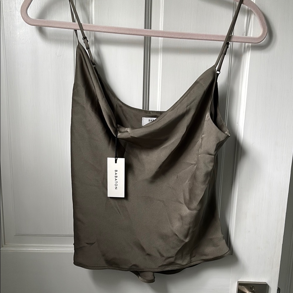 Women's Olive Green Satin Top
